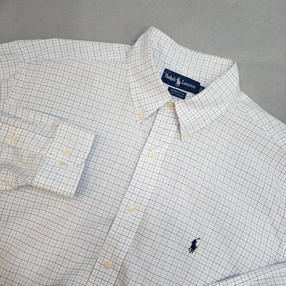 Ralph Lauren Yarmouth Black and Blue Grid Check Men's Size 17 32/33 - Picture 1 of 6